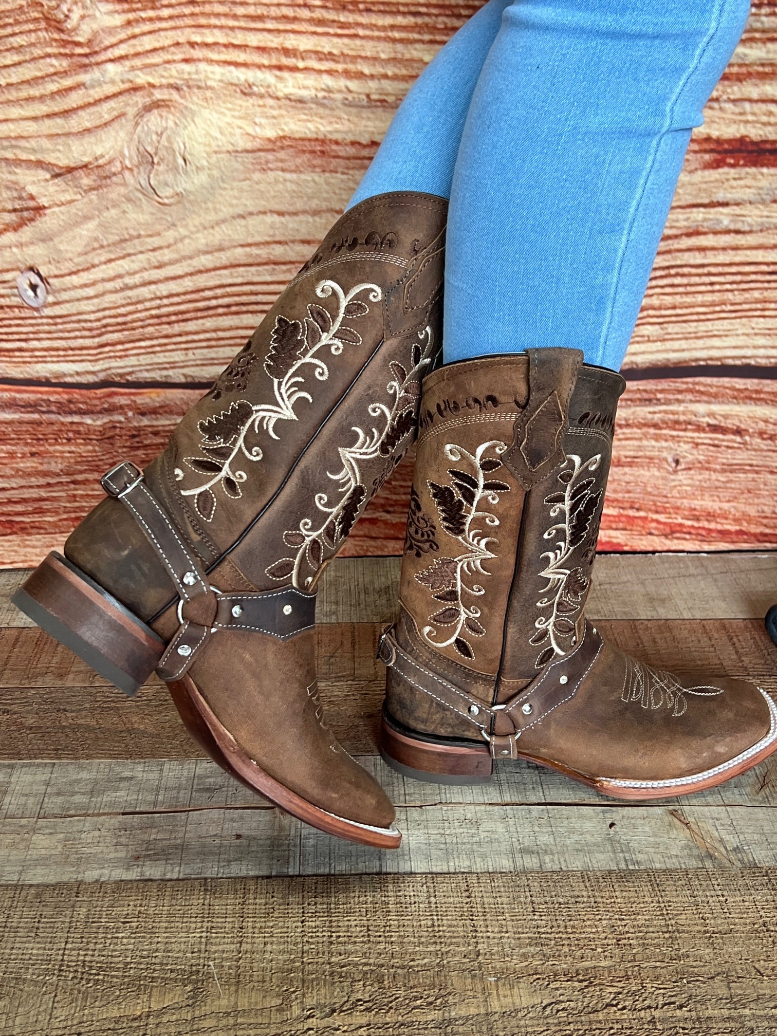 Women s Western Cowgirl Rustic Boot With Detachable Harness Bota Vaque Solis Calzado Mexicano