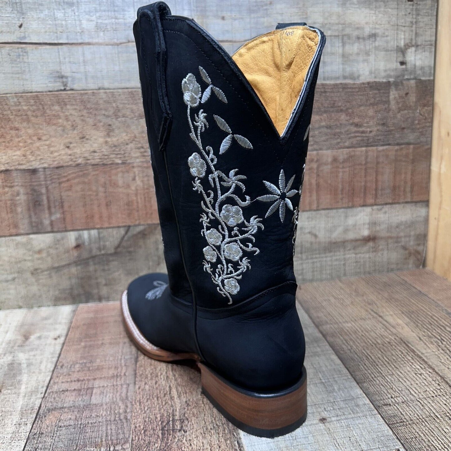 Bota Vaquera Ancha Vaquera Para Mujer Bota Vaquera Pantorilla Ancha Suela Cuero Est.713