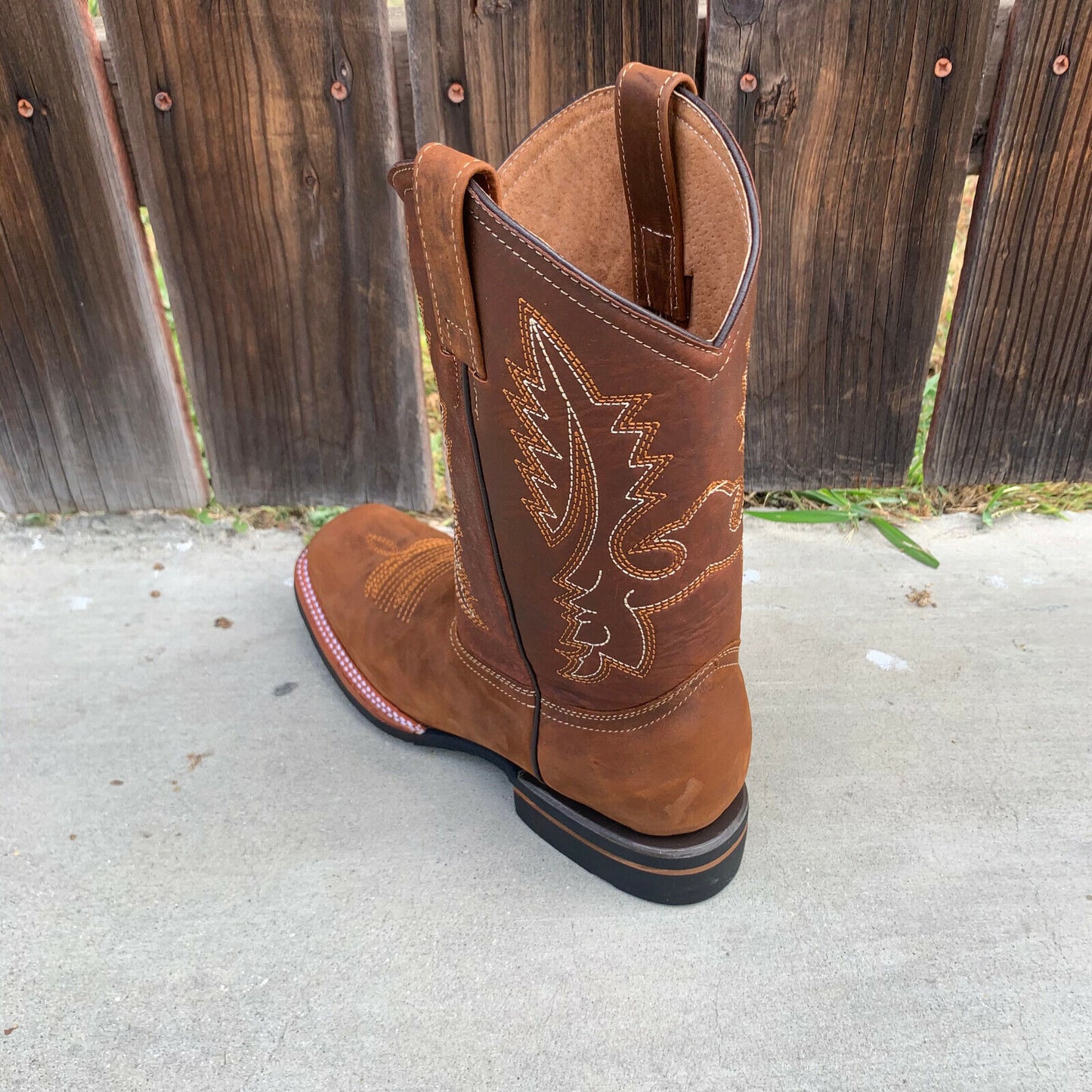 Men's Western Rodeo Cowboy Genuine Leather Boots Square Toe Est.387