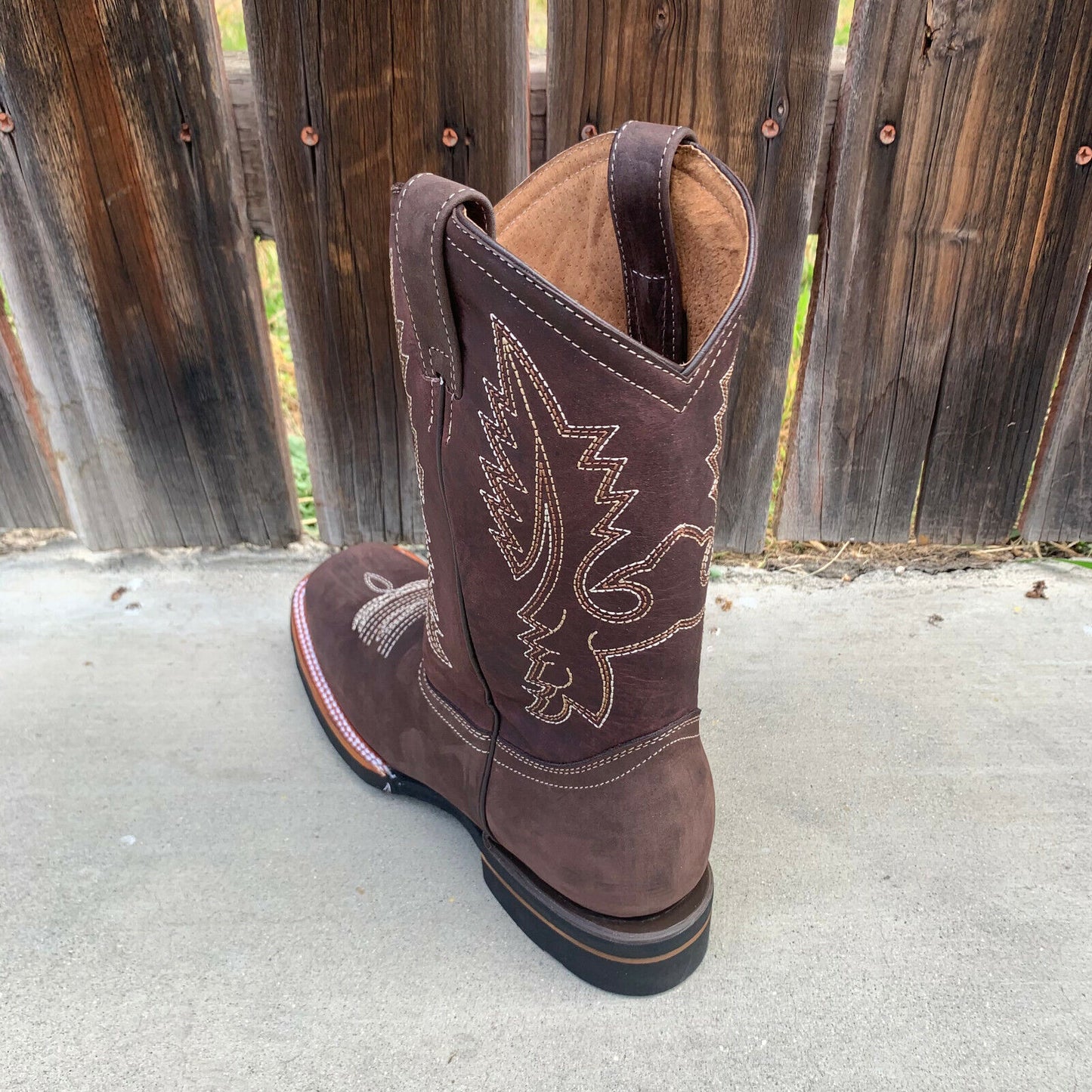 Men's Western Rodeo Cowboy Genuine Leather Boots Square Toe Est.387