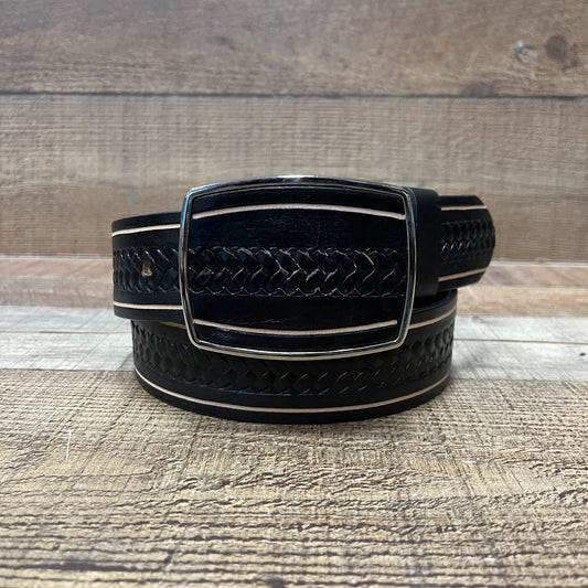 Men's Western Cowboy Braided Belt with Square Buckle Cinto Trenzado Hebilla Cuadrada