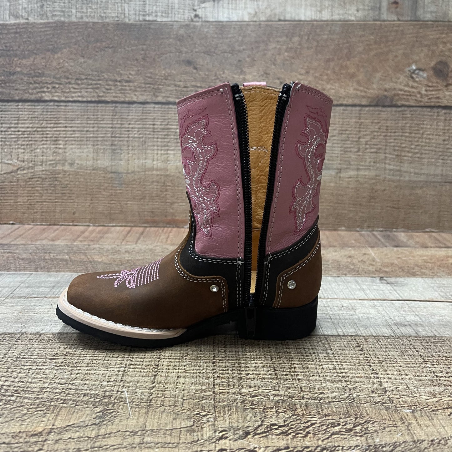 Girl's Rodeo Cowgirl Pink Boots Zipper Est.950 Tubo Rosa