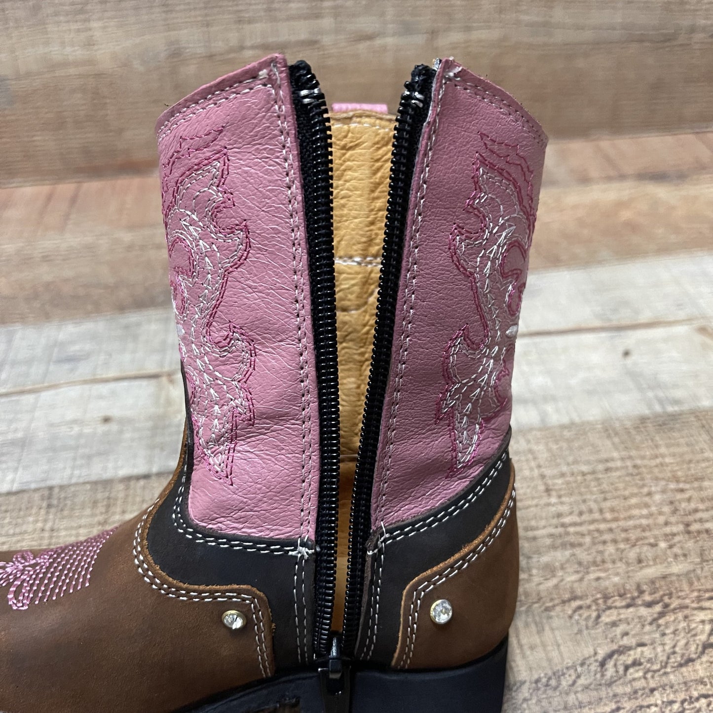 Girl's Rodeo Cowgirl Pink Boots Zipper Est.950 Tubo Rosa