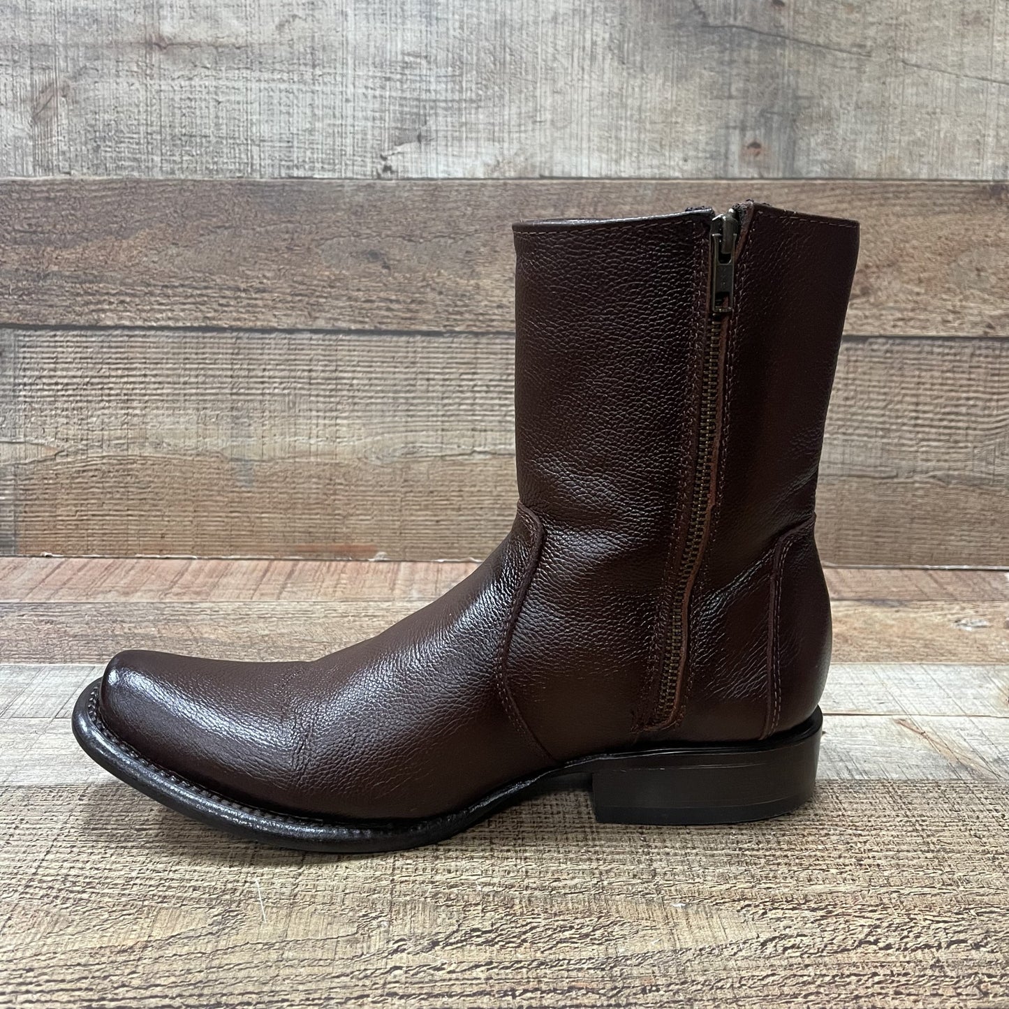 Men's Western Cowboy Side Zipper Genuine Leather American Deer Half Boot Est. Dubai Corto Venado Americano