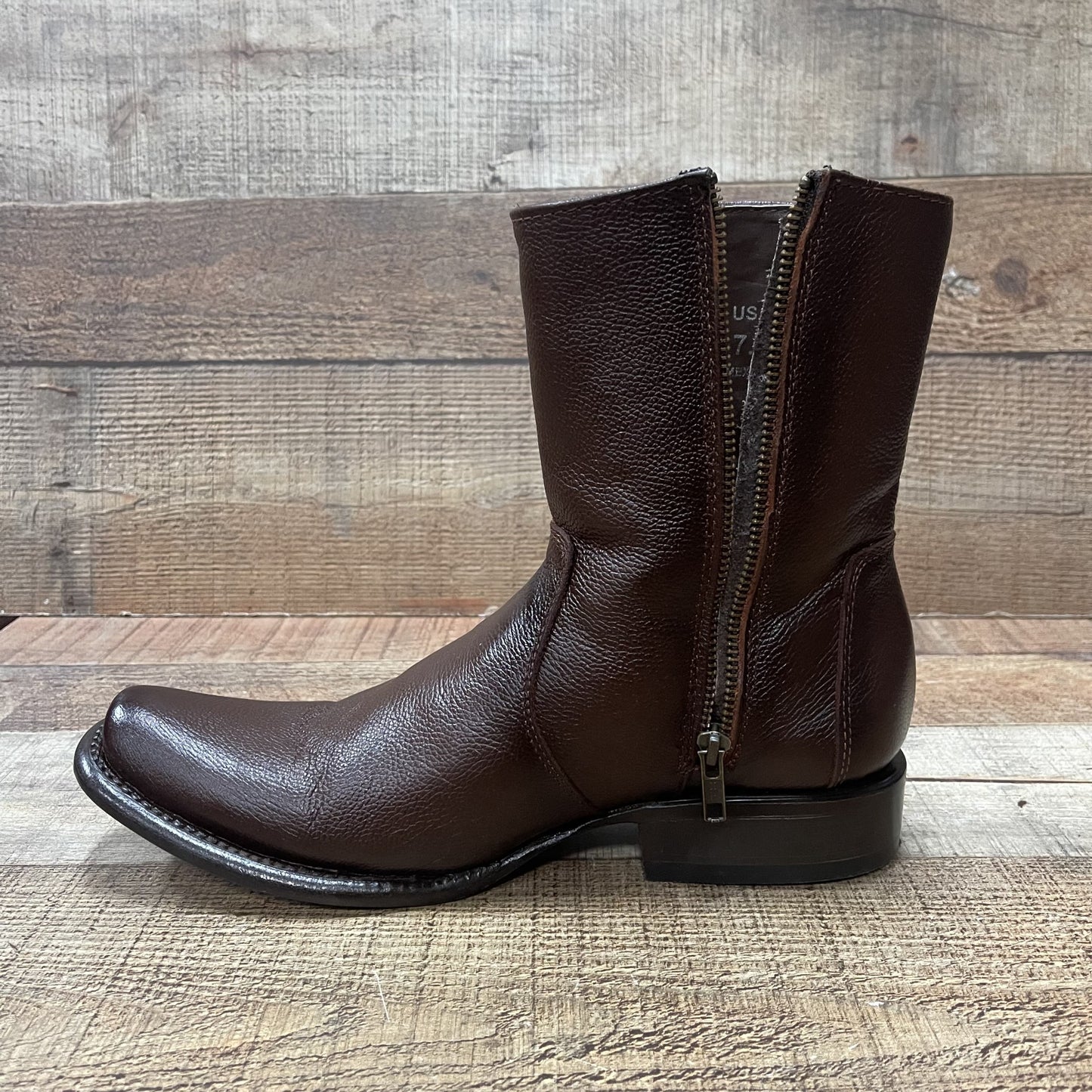 Men's Western Cowboy Side Zipper Genuine Leather American Deer Half Boot Est. Dubai Corto Venado Americano