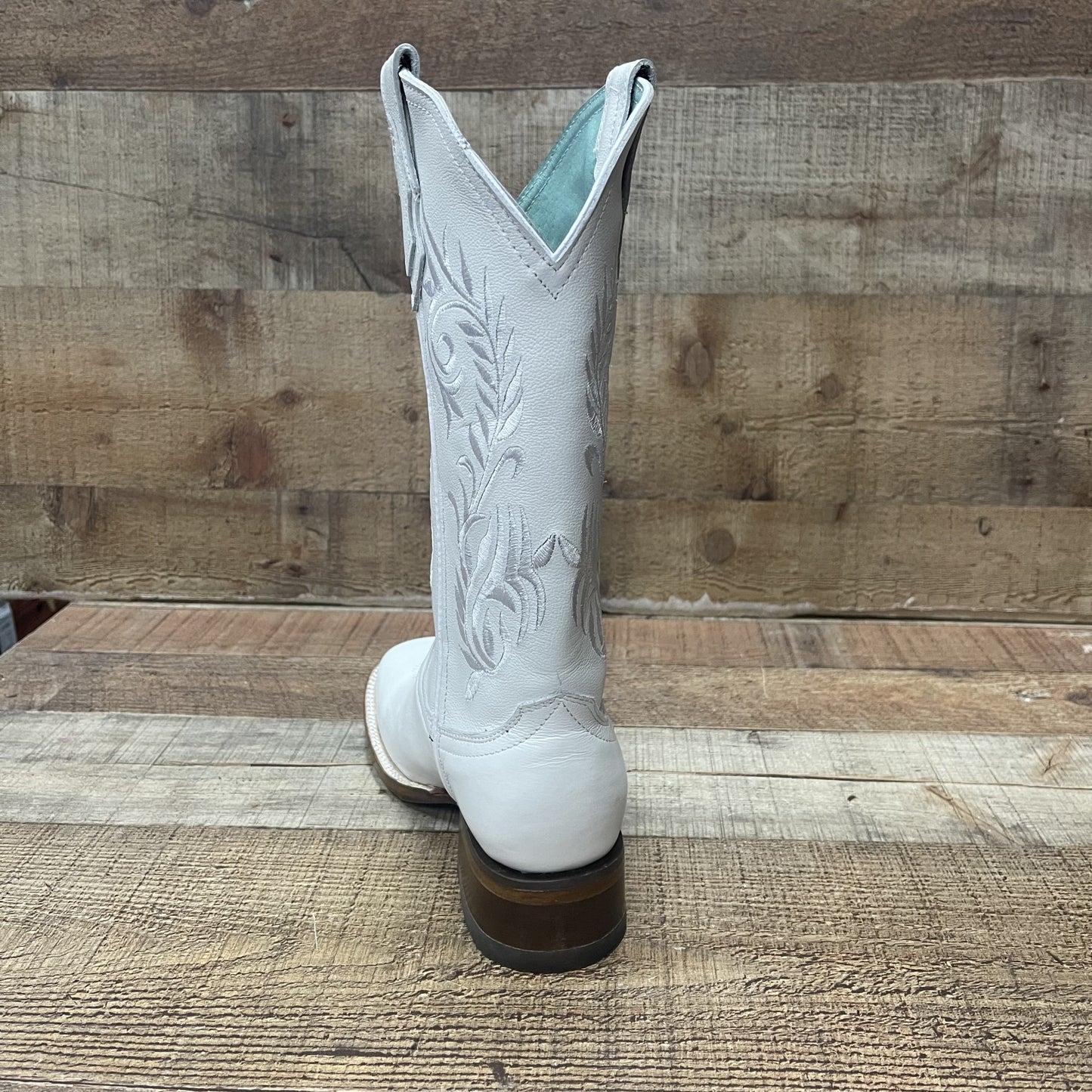 Women's Genuine Leather Square Toe Cowgirl White Boots Est.112 Dama Bota Blanca Ringle