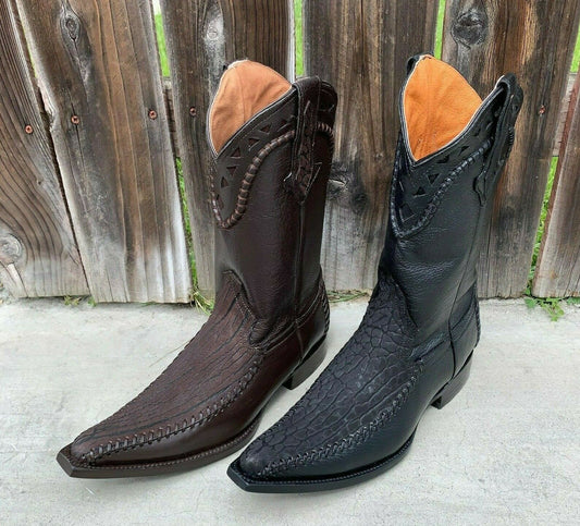 Botas vaqueras de rodeo para hombre, de piel con cuello de toro, talla 097 2X