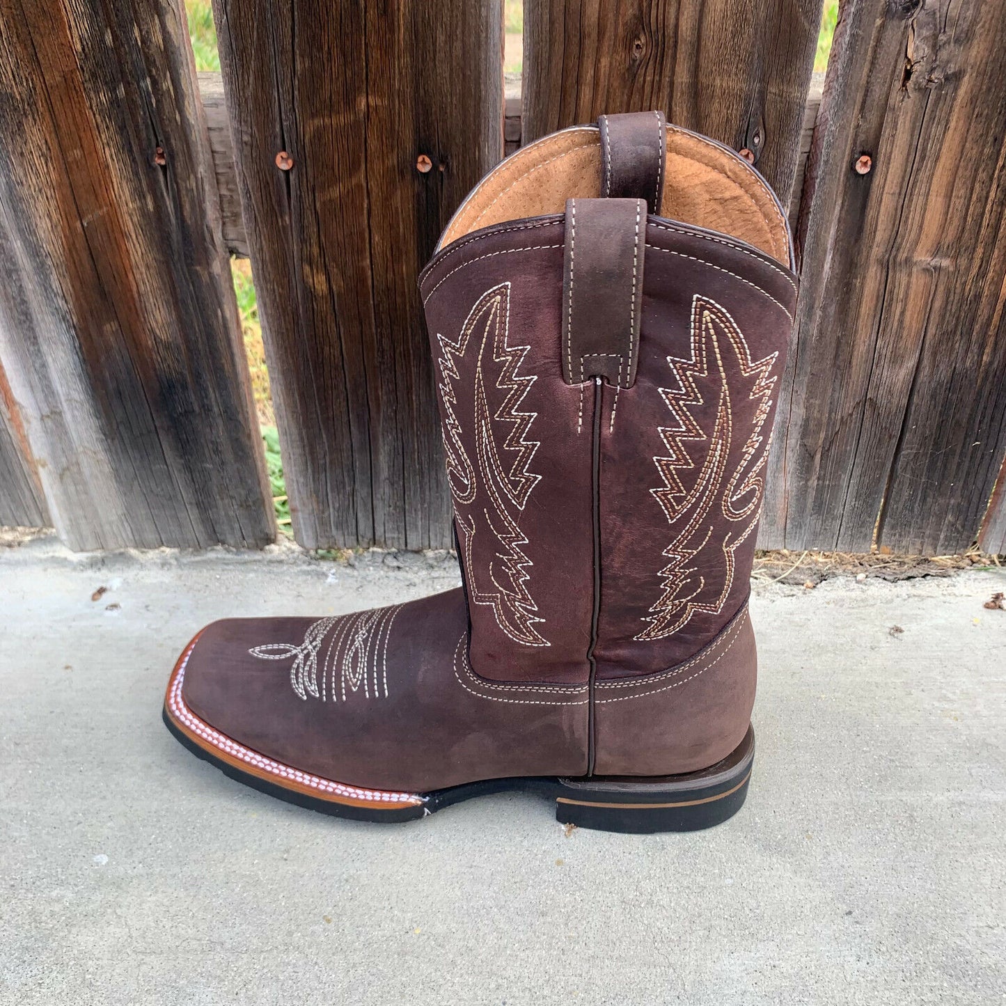 Men's Western Rodeo Cowboy Genuine Leather Boots Square Toe Est.387